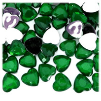 Rhinestones, Flatback, Heart, 14mm, 144-pc, Emerald Green