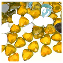 Rhinestones, Flatback, Heart, 14mm, 144-pc, Golden Yellow