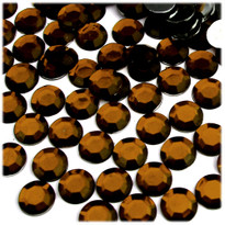 Rhinestones, Flatback, Round, 10mm, 144-pc, Beer Brown