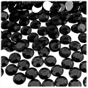 Rhinestones, Flatback, Round, 11mm, 1,000-pc, Jet Black