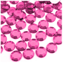 Rhinestones, Flatback, Round, 12mm, 144-pc, Hot Pink