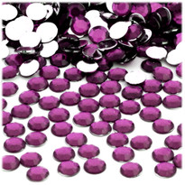 Rhinestones, Flatback, Round, 8mm, 144-pc, Purple, Amethyst