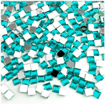 Rhinestones, Flatback, Sqaure, 6mm, 10,000-pc, Aqua Blue