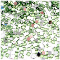 Rhinestones, Flatback, Sqaure, 6mm, 10,000-pc, Light Green