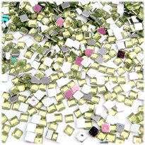 Rhinestones, Flatback, Sqaure, 6mm, 144-pc, Olive Green