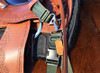Stirrup Strap connected to Stabilizer and draped over saddle seat for pony to average-sized horses.