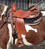 FreeMax "Royal II" model in Cognac on a horse (pad shown is not an Equinnovations-offered saddle pad)