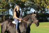 Shown here with the FRA "Diego" sidepull bitless bridle