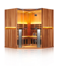 CLEARLIGHT SANCTUARY C
FULL SPECTRUM 4 PERSON INFRARED SAUNA

With contemporary design and groundbreaking innovation, the Clearlight Sanctuary Saunas are unlike any other. They are the only true Full Spectrum infrared saunas available offering advanced near, mid and far infrared technologies. Our robust True Wave™ Full Spectrum heating system provides all wavelengths 100% of the time to optimize your sauna session. The state of the art digital sauna control works in concert with our sleek tablet/smartphone app to gives you the ability to control your sauna remotely.
UNIQUE FEATURES:

    iOS/Android Smartphone Control.
    Easy Installation.
    Medical Grade Chromotherapy Included.
    Built in charging & audio station.
    Door handle/smartphone cradle.
    True WaveTM  carbon/ceramic far infrared heating technology.
    EMF/ELF shielding with the lowest levels in the industry.
    “Furniture grade” cabinetry with 8mm thick glass front and ceiling.
    Italian designed sauna with a glass roof for style and comfort.
    Comprehensive Limited Lifetime Warranty.