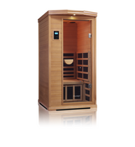 CLEARLIGHT PREMIER IS-1
FAR INFRARED 1 PERSON INFRARED SAUNA

What differentiates Clearlight PremierTM saunas from all others? Craftsmanship and our True WaveTM heater technology! All of our Clearlight PremierTM far infrared saunas are made with the highest quality tongue and groove and are available in 2 Eco-Certified wood choices. Either Mahogany or Basswood, and include our advanced True WaveTM heaters making Clearlight® Saunas the sauna of choice.

With a classic sauna design your sauna includes roof ventilation, recessed LED accent lights to help set the mood, interior light for reading with a beautiful wood lampshade, Bluetooth/AUX/MP3 Audio inputs, Nakamichi stereo speakers and Never FailTM digital keypad both inside and outside to control temperature, time and lights.
