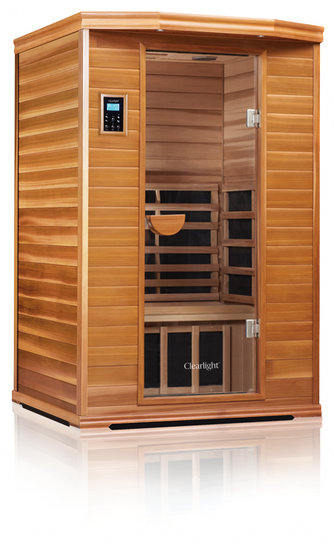 CLEARLIGHT PREMIER IS-2
FAR INFRARED 2 PERSON INFRARED SAUNA

What differentiates Clearlight PremierTM saunas from all others? Craftsmanship and our True WaveTM heater technology! All of our Clearlight PremierTM far infrared saunas are made with the highest quality tongue and groove and are available in 2 Eco-Certified wood choices. Either Mahogany or Basswood, and include our advanced True WaveTM heaters making Jacuzzi® saunas the sauna of choice.

With a classic sauna design your sauna includes roof ventilation, recessed LED accent lights to help set the mood, interior light for reading with a beautiful wood lampshade, Bluetooth/AUX/MP3 Audio inputs, Nakamichi stereo speakers and Never FailTM digital keypad both inside and outside to control temperature, time and lights.