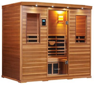 CLEARLIGHT PREMIER IS-5
FAR INFRARED 5 PERSON INFRARED SAUNA

What differentiates Clearlight PremierTM saunas from all others? Craftsmanship and our True WaveTM heater technology! All of our Clearlight PremierTM far infrared saunas are made with highest quality tongue and groove and are available in 2 Eco-Certified wood choices. Either Mahogany or Basswood, and include our advanced True WaveTM heaters making Clearray® Saunas the sauna of choice.

With a classic sauna design your sauna includes roof ventilation, recessed LED accent lights to help set the mood, interior light for reading with a beautiful wood lampshade, Bluetooth/AUX/MP3 Audio inputs, Nakamichi stereo speakers and Never FailTM digital keypad both inside and outside to control temperature, time and lights.
