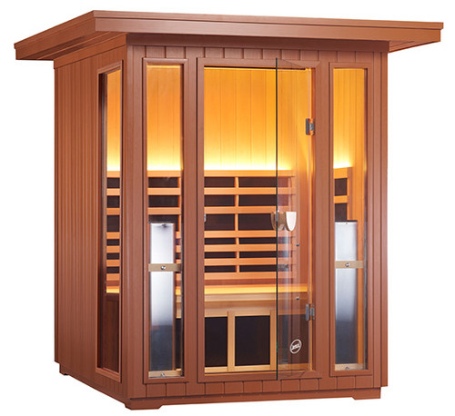 
CLEARLIGHT SANCTUARY OUTDOOR 2
OUTDOOR FULL SPECTRUM 2 PERSON INFRARED SAUNA

With contemporary design and groundbreaking innovation, the Clearlight Sanctuary Saunas are unlike any other. They are the only true Full Spectrum infrared saunas available offering advanced near, mid and far infrared technologies. Our robust TrueWave™ Full Spectrum heating system provides all wavelengths 100% of the time to optimize your sauna session. The state of the art digital sauna control works in concert with our sleek tablet/smartphone app to gives you the ability to control your sauna remotely.
