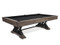 Table Size: 	8’
Finish: 	Silvered Oak
Pockets: 	Leather Drop Pockets
Cloth: 	Different color options available, photographed with Black
Sights: 	Black Diamond Metal
Leg: 	Black metal V-shaped legs
Coordinating Product: 	Dining top, 12’ Shuffleboard, Poker table, with reversible dining top