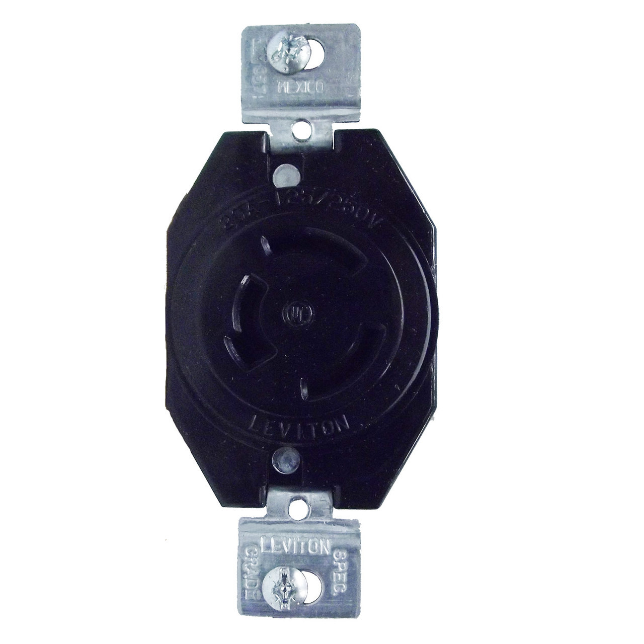 Leviton 7310-B - 20 Amp 125/250 Volt 3 Pole Flush Mount Locking Receptacle