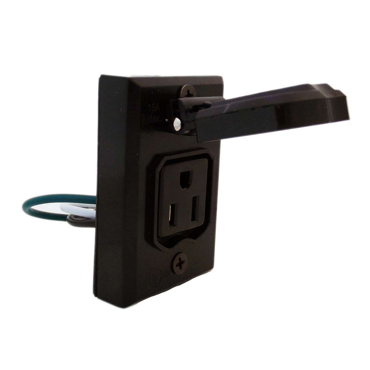 Wave 338 120V Grounded 3 Wire Convenience Outlet Black