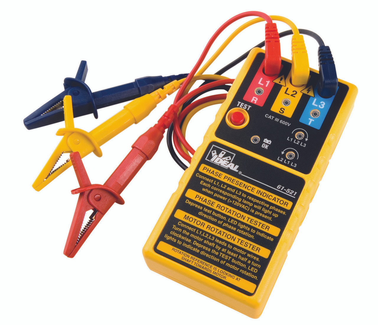 IDEAL 61521 Electrical Motor Rotation Meter 3 Phase Tester