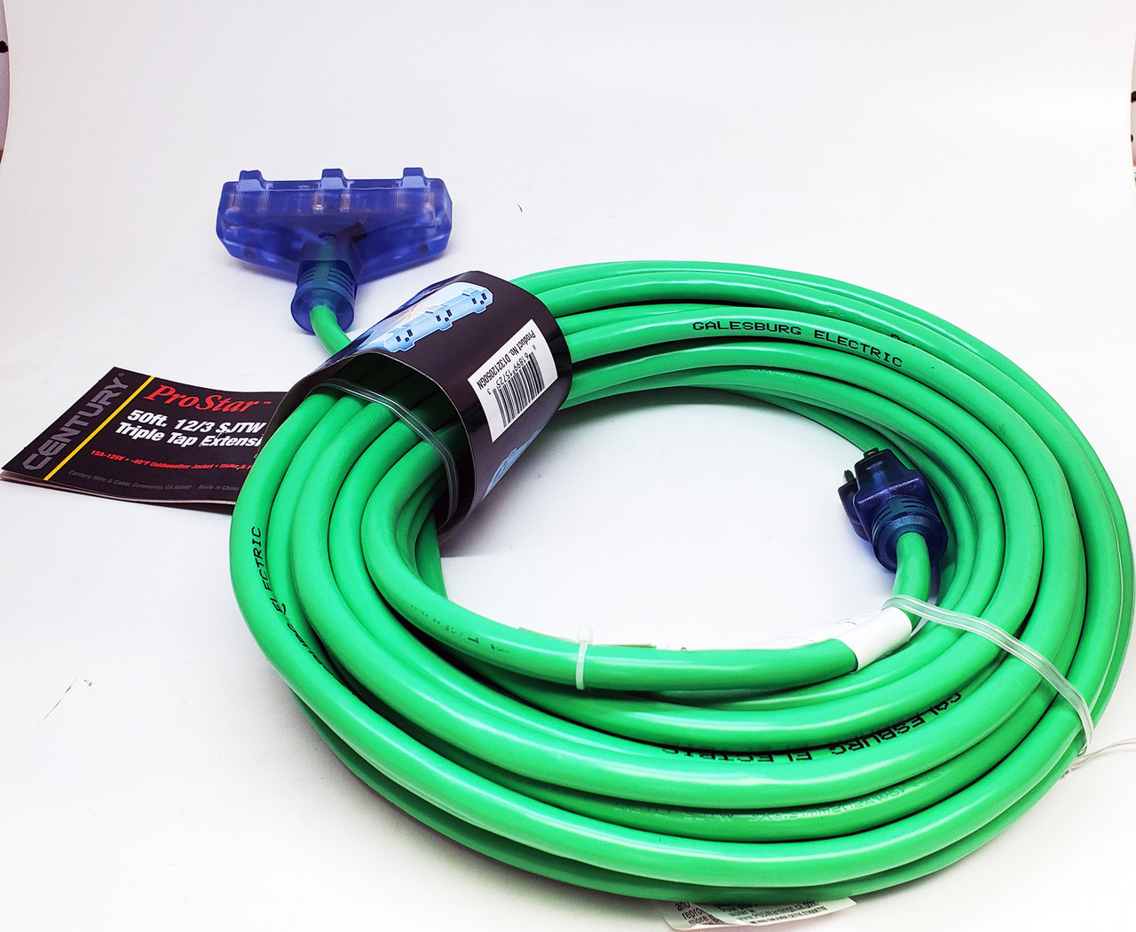 Century ProStar 50ft. 12/3 SJTW Triple Tap Extension Cord