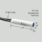 Selecta SL32112-6-BG - Indicator Light 5/16" OD Blue Flush Lens