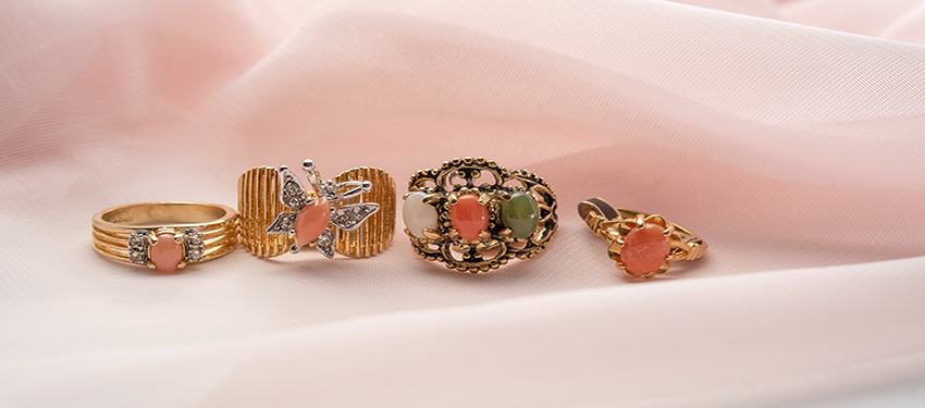 vintage coral rings - genuine coral - buy online now - free shipping