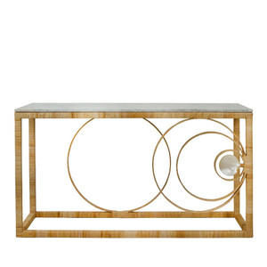 La Union Console
61 x 20 x 33 H inches
Metal, Rattan, Marble, Mother of Pearl