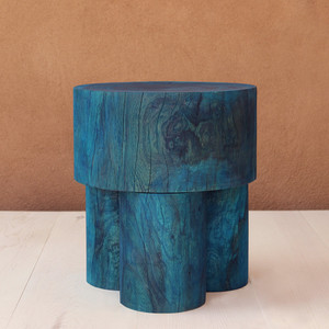 Antro Stool Table
Blue wood side table
18 dia x 20 H inches
Azure Blue Finish