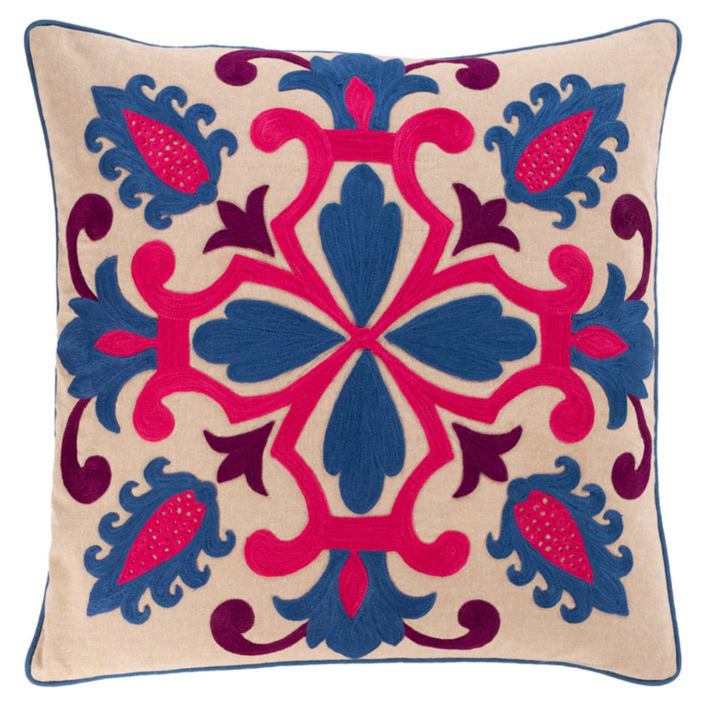 Pink and Blue Throw Pillow Pfeifer Studio