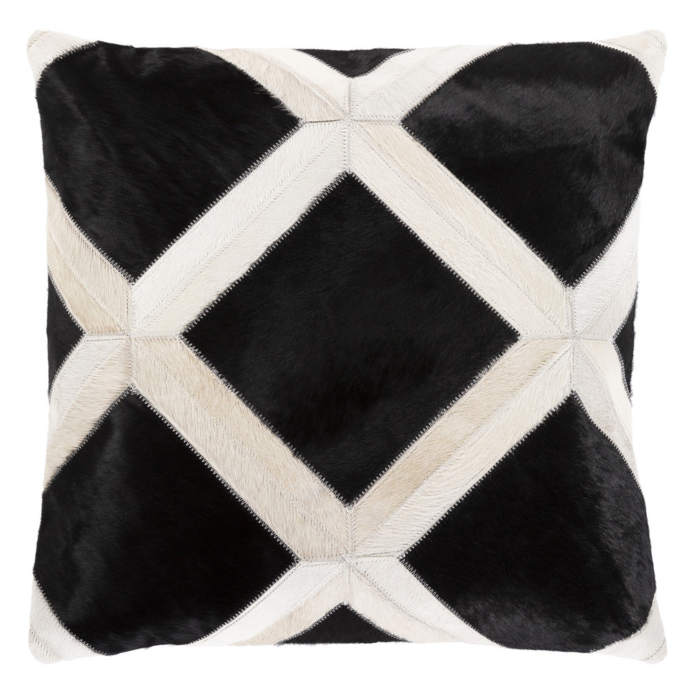 Black And White Geometric Cowhide Pillow Pfeifer Studio