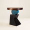 Lazlo Sculptural End Table
24 dia x 26.75 H inches
Spanish Cedar, Pine
Azure Blue, Ebony