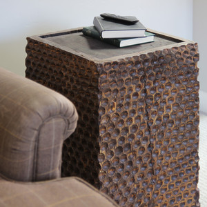 Tallado Wooden Cube Table
15 x 15 x 24 H inches
Honey Brown Finish