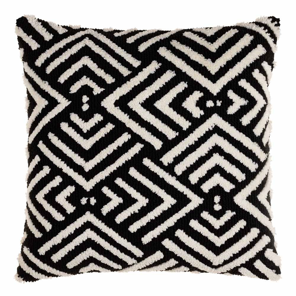 black geometric pillow