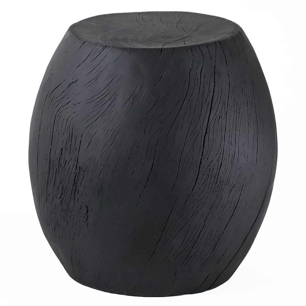 Sendai Drum Stool Shou Sugi Ban Burnt Wood Table