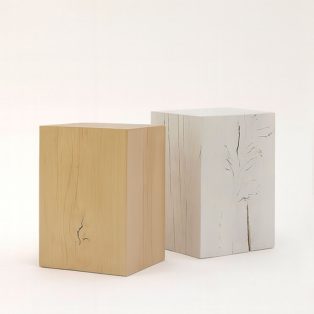 Taxco Metallic Oak Cube Table - Silver or Gold Side Table