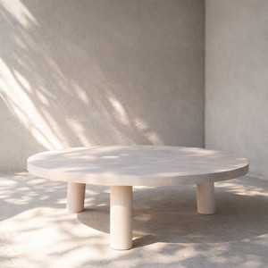 Maxime Cocktail Table
Modern white coffee table
48 dia x 12 H inches
White Oak
White Wash