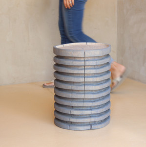 Escalera Hand Carved Log Table
12 - 16 dia x 18 H inches
Grey Mist