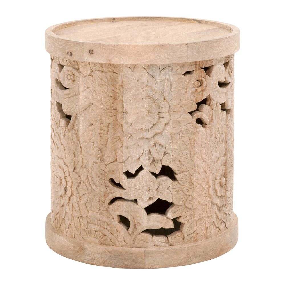 Flora Hand Carved End Table - 1867.NBM
20.75 dia x 23 H inches
Mango Wood