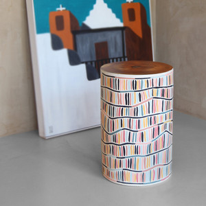 Color Zip Hand Painted Log Table
12 - 16 dia x 18  H inches