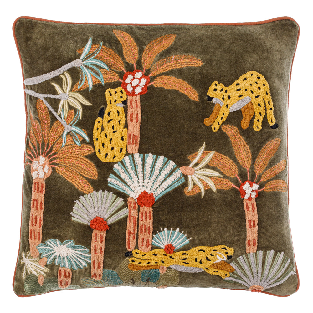 Mowgli Embroidered Pillow - JSQ-001
18 x 18 inches
Velvet, Cotton