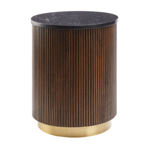 Naro End Table 
18 dia x 22 H inches
Marble, Wood, Brass
Dark Brown