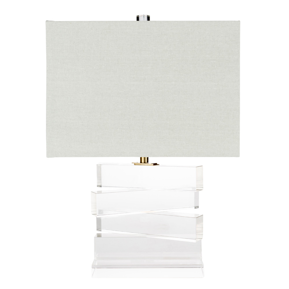 Clarity Table Lamp - Crystal Base with Linen Shade
