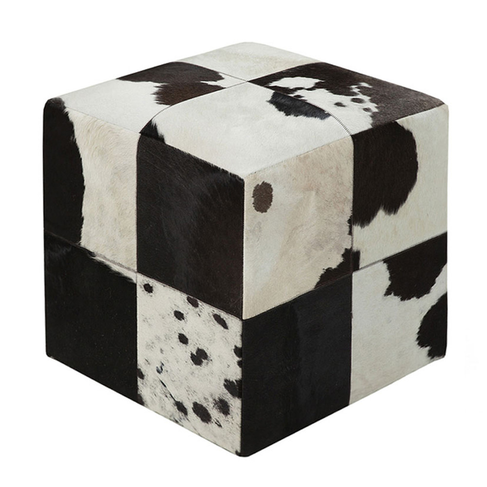 Spotted Cowhide Cube Ottoman | Pfeifer Studio