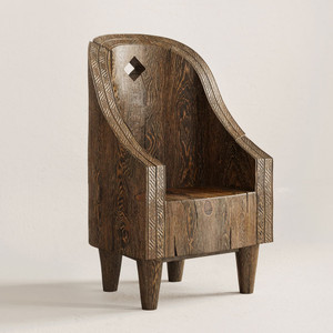 Empress Hand Carved Chair
26 dia x 44 H inches
Dark Walnut Finish 