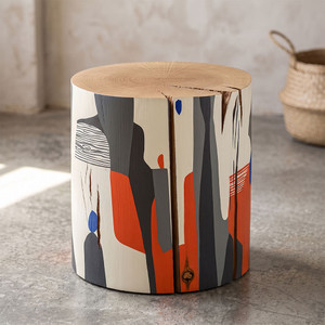 La Cuevita Hand Painted Log Table
18 dia x 18 H inches