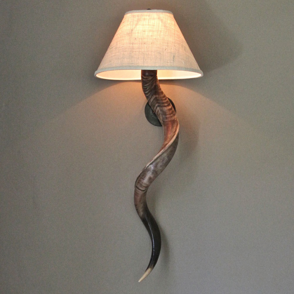 Back At The Lodge Horn Sconce - WL1
4 x 9 x 34 H inches
Genuine Kudu Horn, Linen