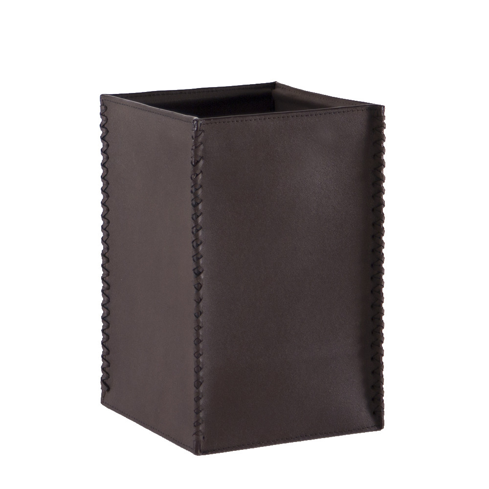 Leather Lacing Waste Bin
8 x 8 x 12 H inches
Leather
Brown