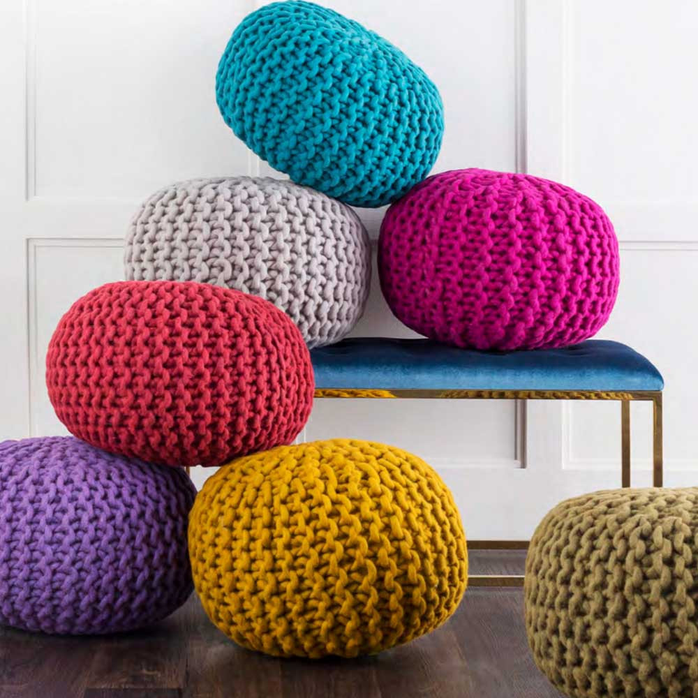 Knit Wool Pouf Ottoman | Pfeifer Studio