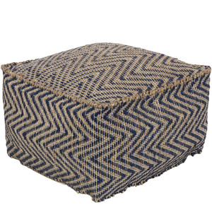As Shown: Natura Chic Pouf - BDPF-5001
Size: 20 x 20 x 12 H inches
Material: Plastic, seagrass and polyester blend
Color: Navy