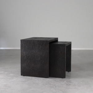 Galante Nested Crocodile Tables
16 x 16 x 18 H inches and 20 x 16 x 20 H inches
Leather 