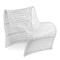 Lola Occasional Chair
36 x 28 x 31 H inches, Seat 15 H inches
Woven Leather, Iron
White