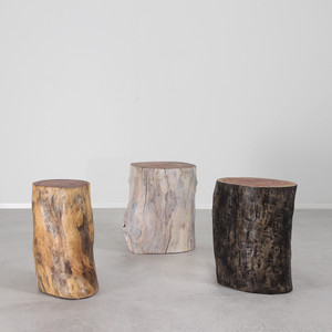 Margo Grande Outdoor Log Tables
12 - 16 dia x 18 H inches
Natura, White Mist and Pale Black